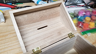 Inside of the treasure chest before stain