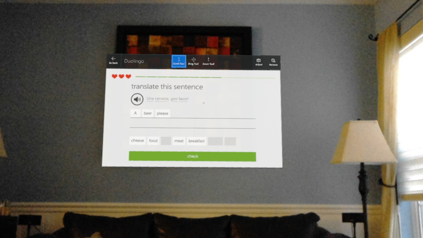 Using Duolingo with HoloLens